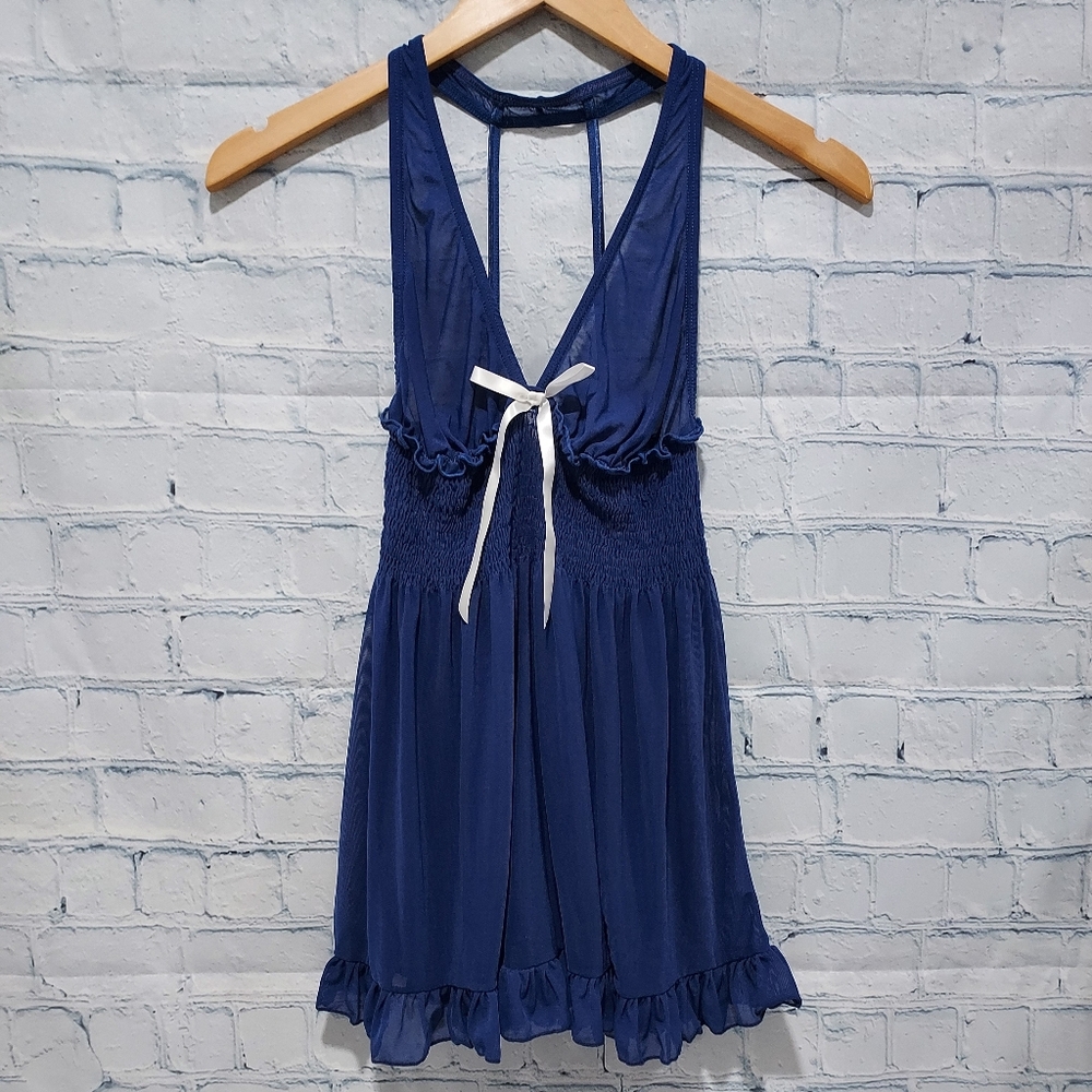 Frederick's Of Hollywood Babydoll Med Couequette Y2K Nightie Lingerie Slip Sheer